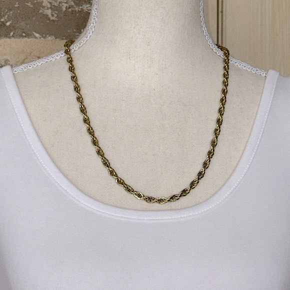 Vintage Gold Tone Rope Chain 24” Thick 3MM Necklace - Picture 12 of 12